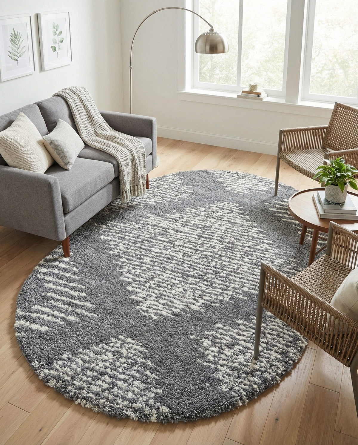 Tranquil Tides Shag Collection Area Rug -  Azure Oval Gray  lifestyle 173