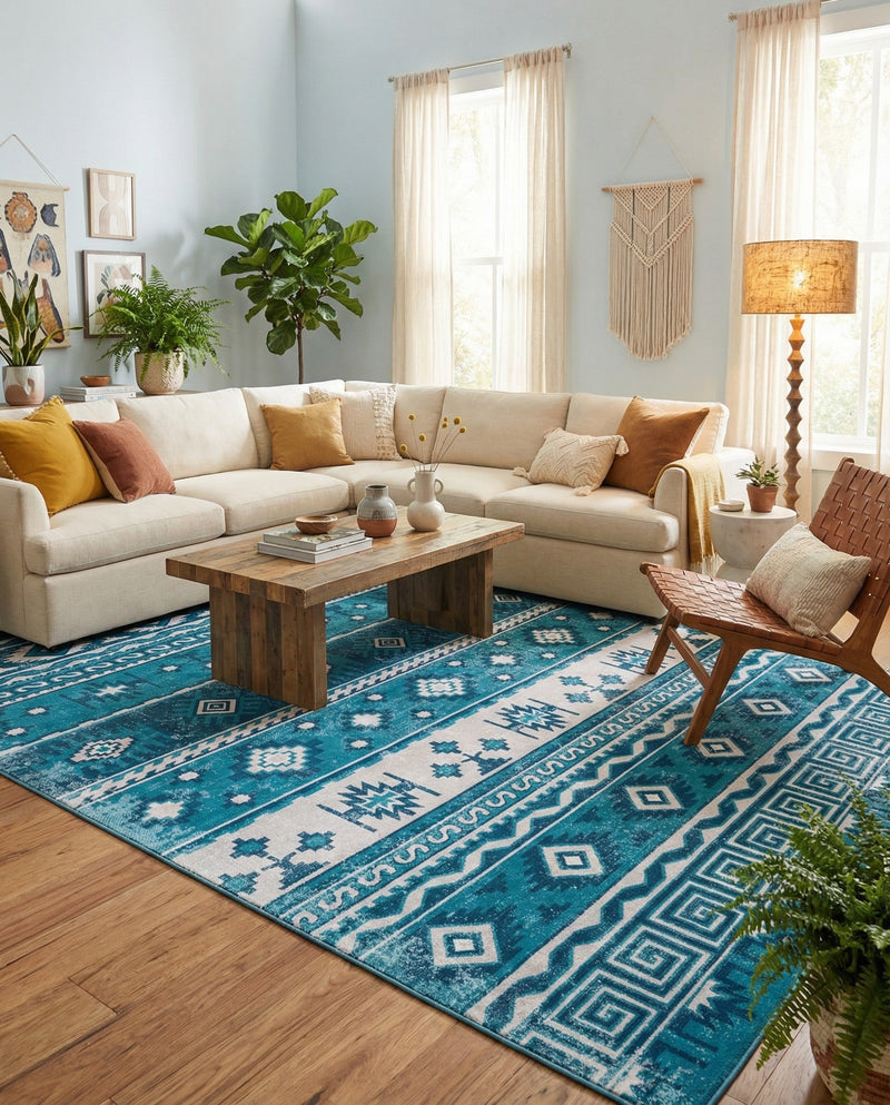 Geneva Terrace Collection Area Rug - Montreux Rectangle Blue  lifestyle 32
