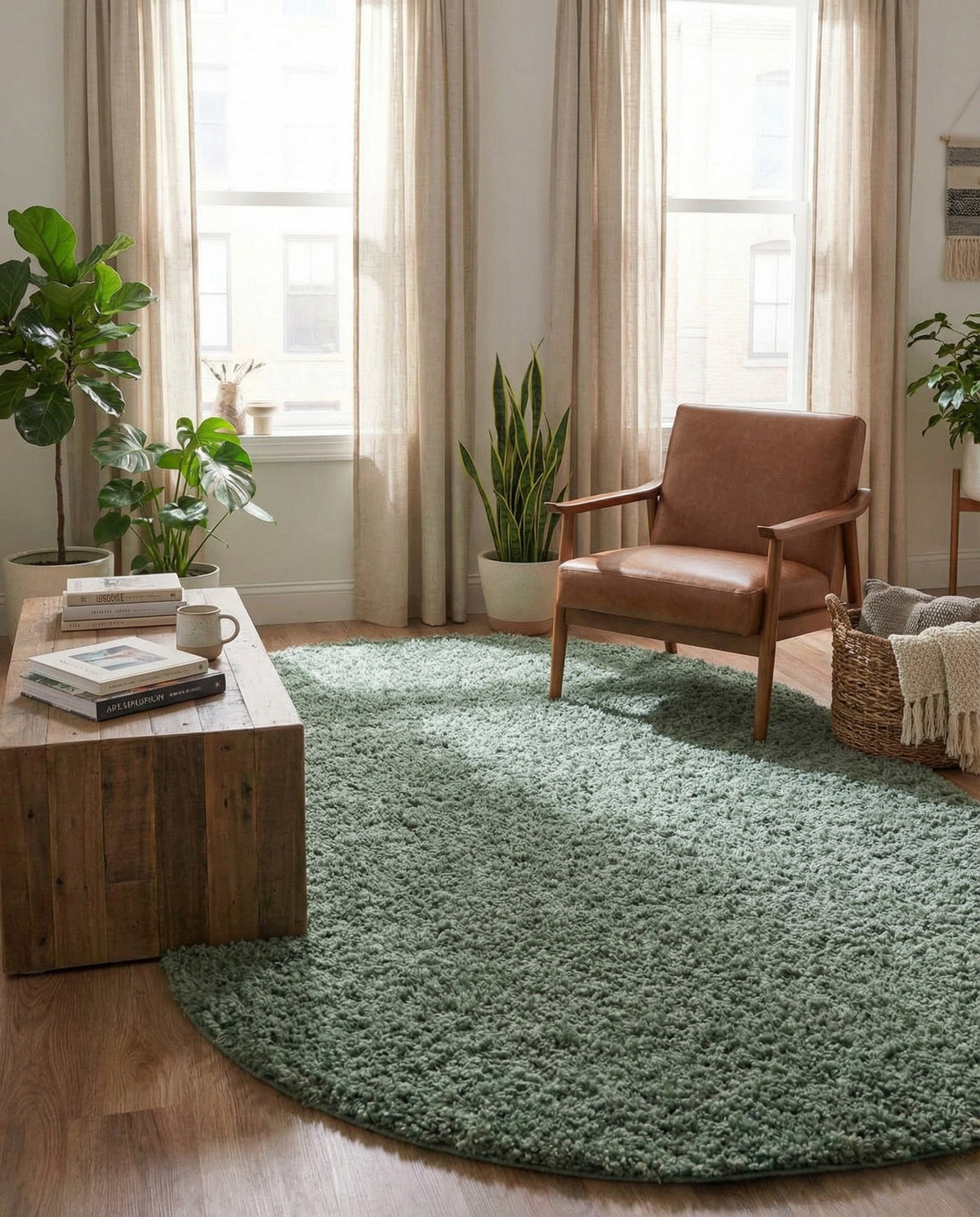 Alpine Plush Collection Area Rug -  Cortina (Sage) Oval Sage  lifestyle 79