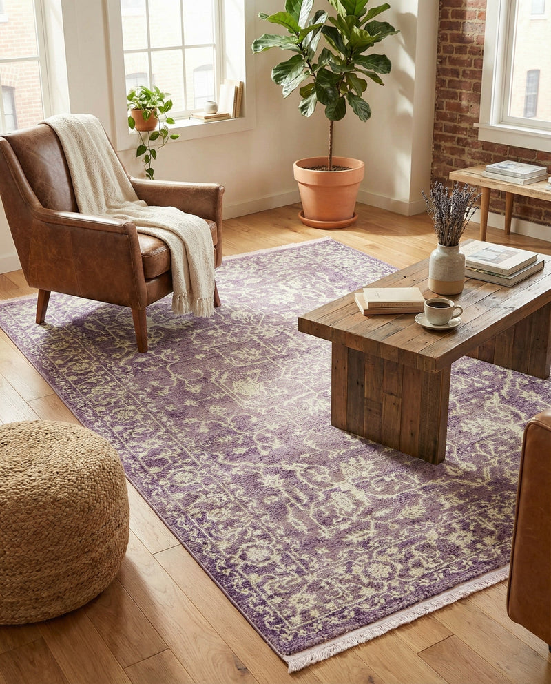 Rustic Charm Revival Collection Area Rug - Farmstead Rectangle Purple  lifestyle 58