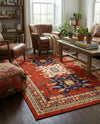 Tabriz Tapestries Collection Area Rug - Azerbaijan (Terracotta) Rectangle Terracotta  lifestyle 23