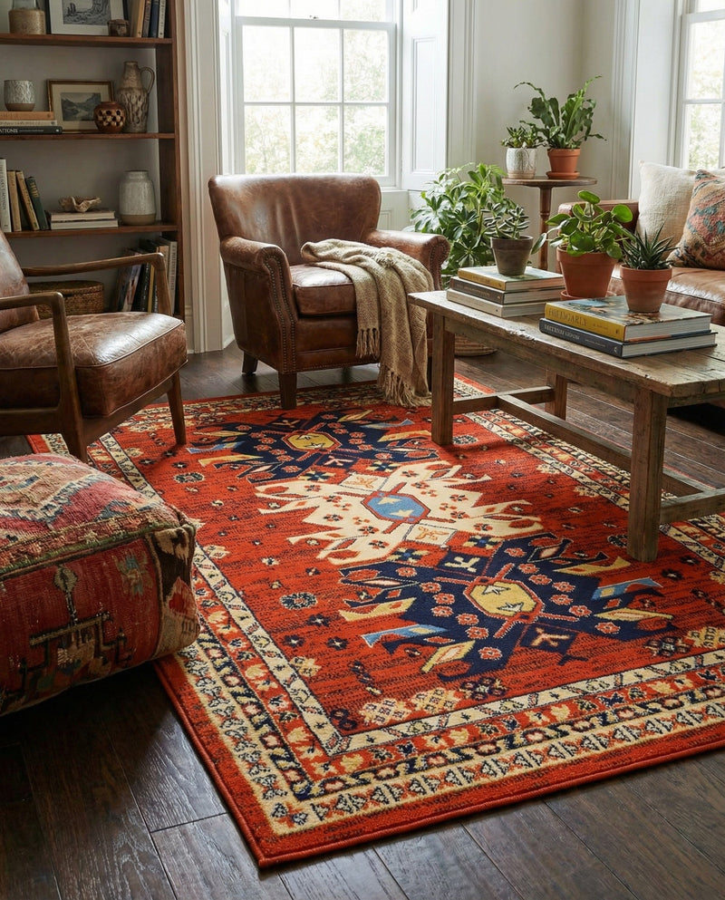 Tabriz Tapestries Collection Area Rug - Azerbaijan (Terracotta) Rectangle Terracotta  lifestyle 23