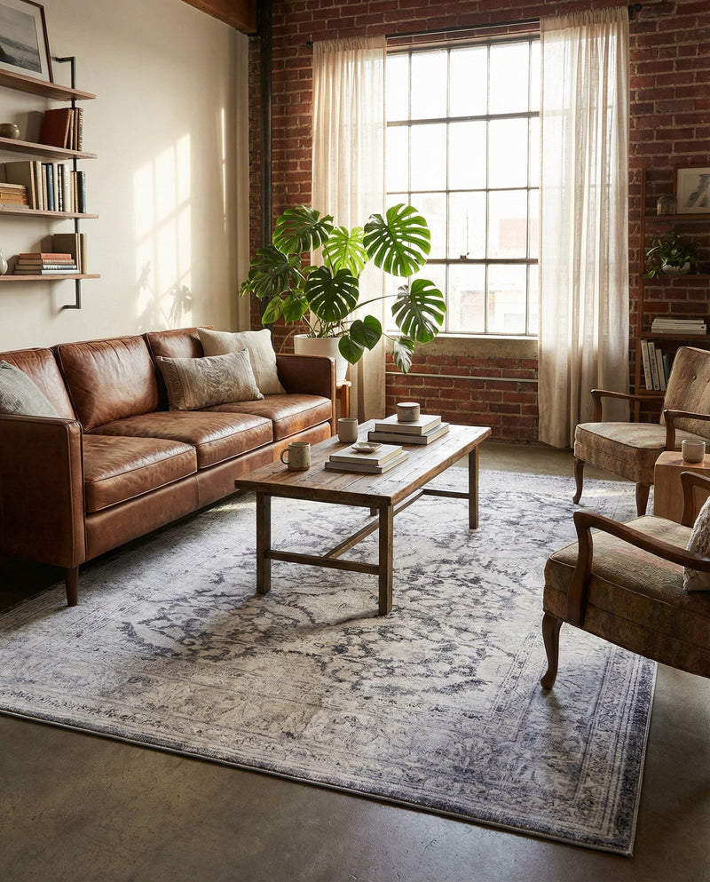 Heritage Elegance Collection Area Rug -  Miramar Rectangle Charcoal  lifestyle 30