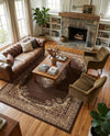 Tabriz Tapestry Collection Area Rug - Azerbaijan (Brown) Rectangle Brown  lifestyle 6