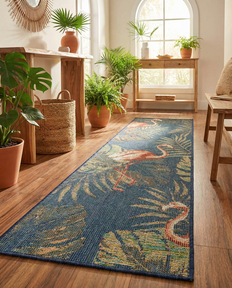 Coastal Terrace Collection Area Rug - Seabreeze Runner Navy Blue  lifestyle 66