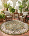 Persian Elegance Collection Area Rug -  Kerman (Green) Round Green  lifestyle 41