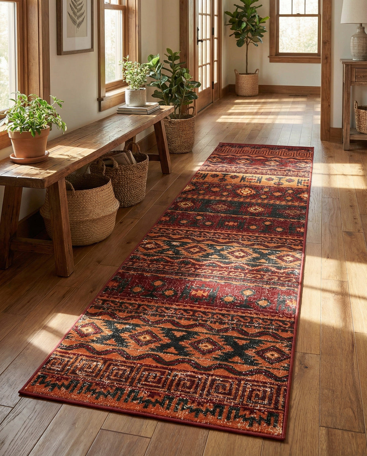 Geneva Terrace Collection Area Rug - Montreux Runner Rust Red  lifestyle 109