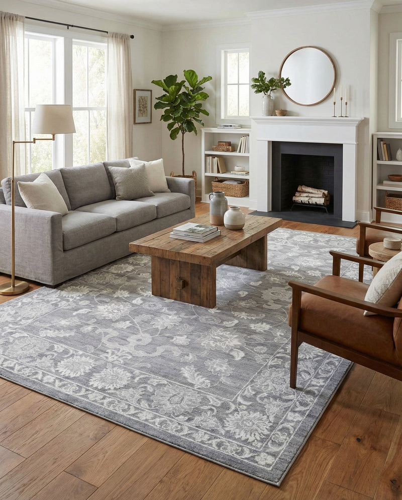 Charleston Elegance Collection Area Rug -  Seaport (Gray) Rectangle Gray  lifestyle 5
