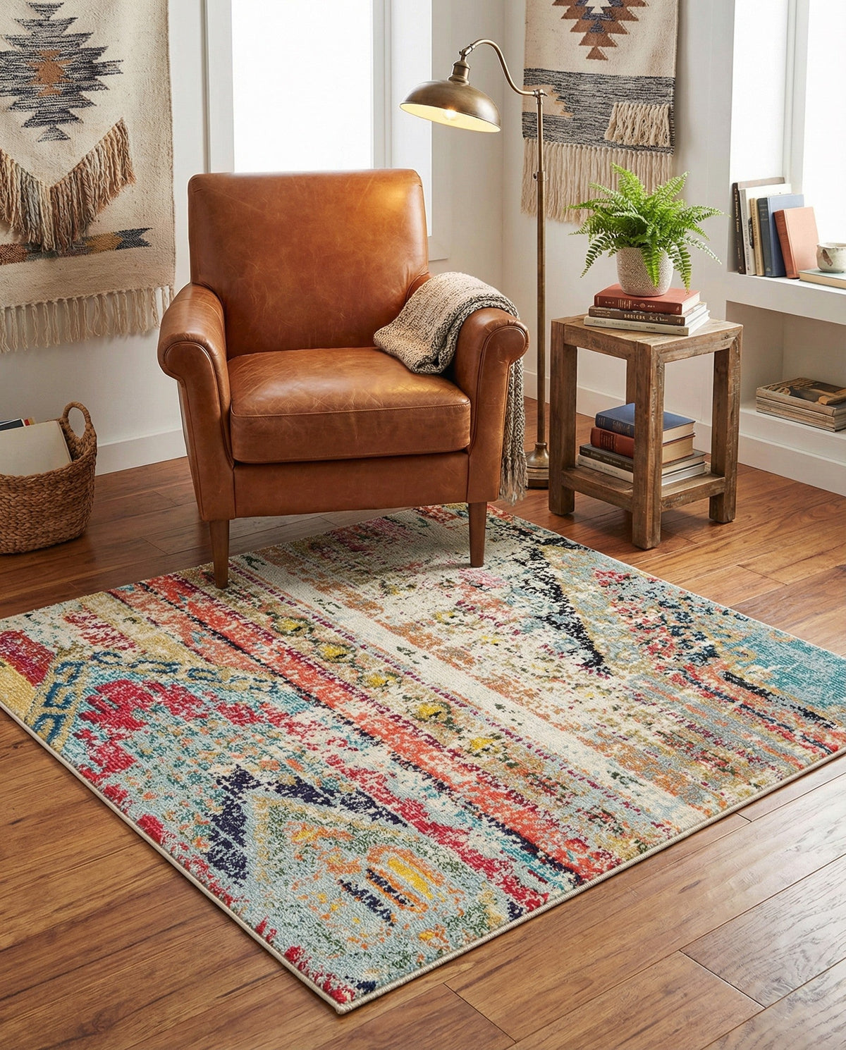 Sedona Vista Collection Area Rug -  Cholla Square Multi  lifestyle 60