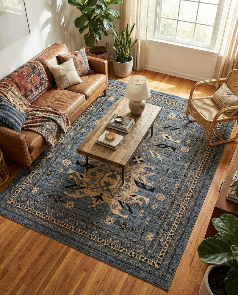 Tabriz Tapestries Collection Area Rug - Azerbaijan (Gray) Rectangle Gray  lifestyle 22