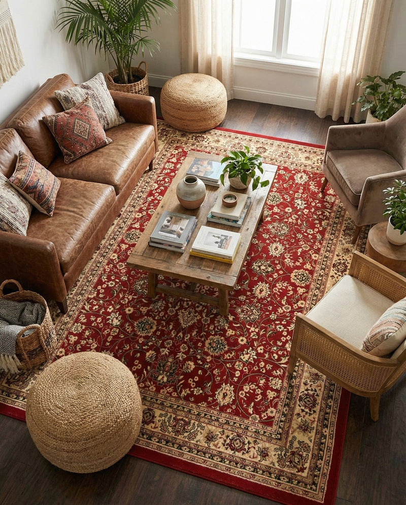 Isfahan Elegance Collection Area Rug - Naghsh-e Jahan (Burgundy) Rectangle Burgundy  lifestyle 28