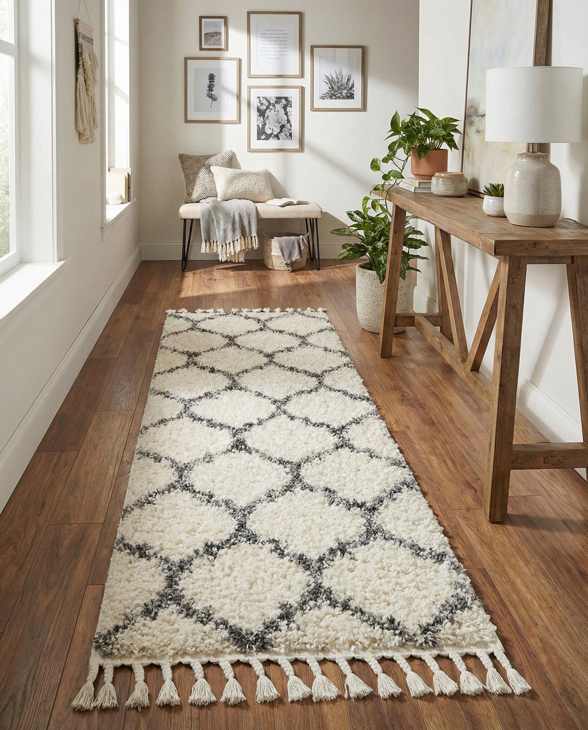 Cozy Cove Shag Collection Area Rug - Marina Runner Ivory  lifestyle 199
