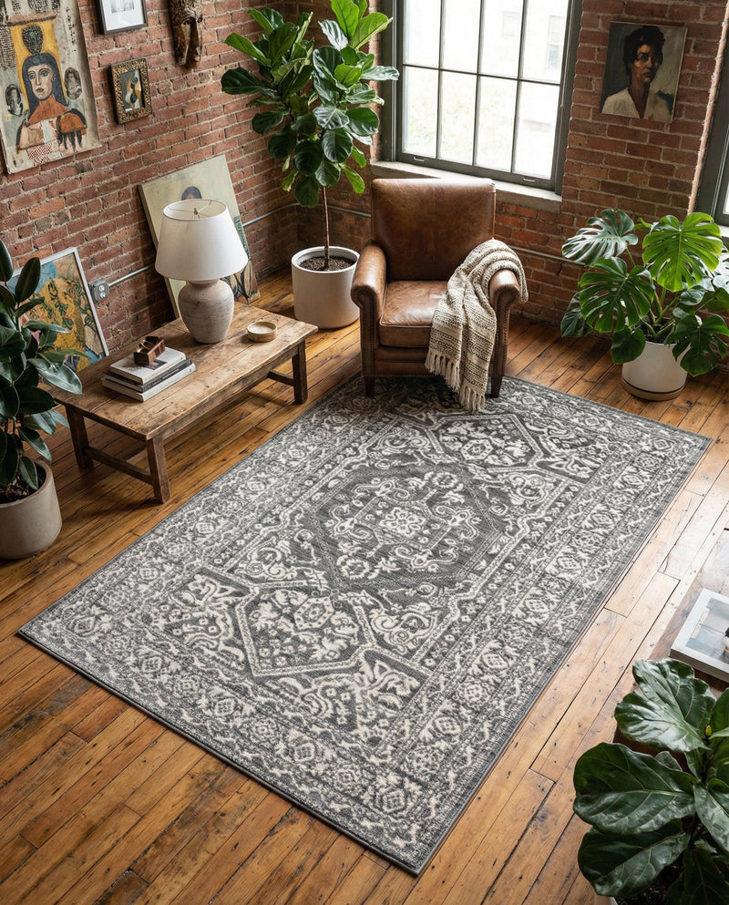 Charleston Elegance Collection Area Rug - Harborview Rectangle Gray  lifestyle 26