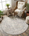 Seville Stripes Collection Area Rug -  Granada (Gray) Round Gray  lifestyle 59