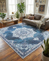 Baroque Era Collection Area Rug - Versailles (Navy Blue) Square Navy Blue  lifestyle 27