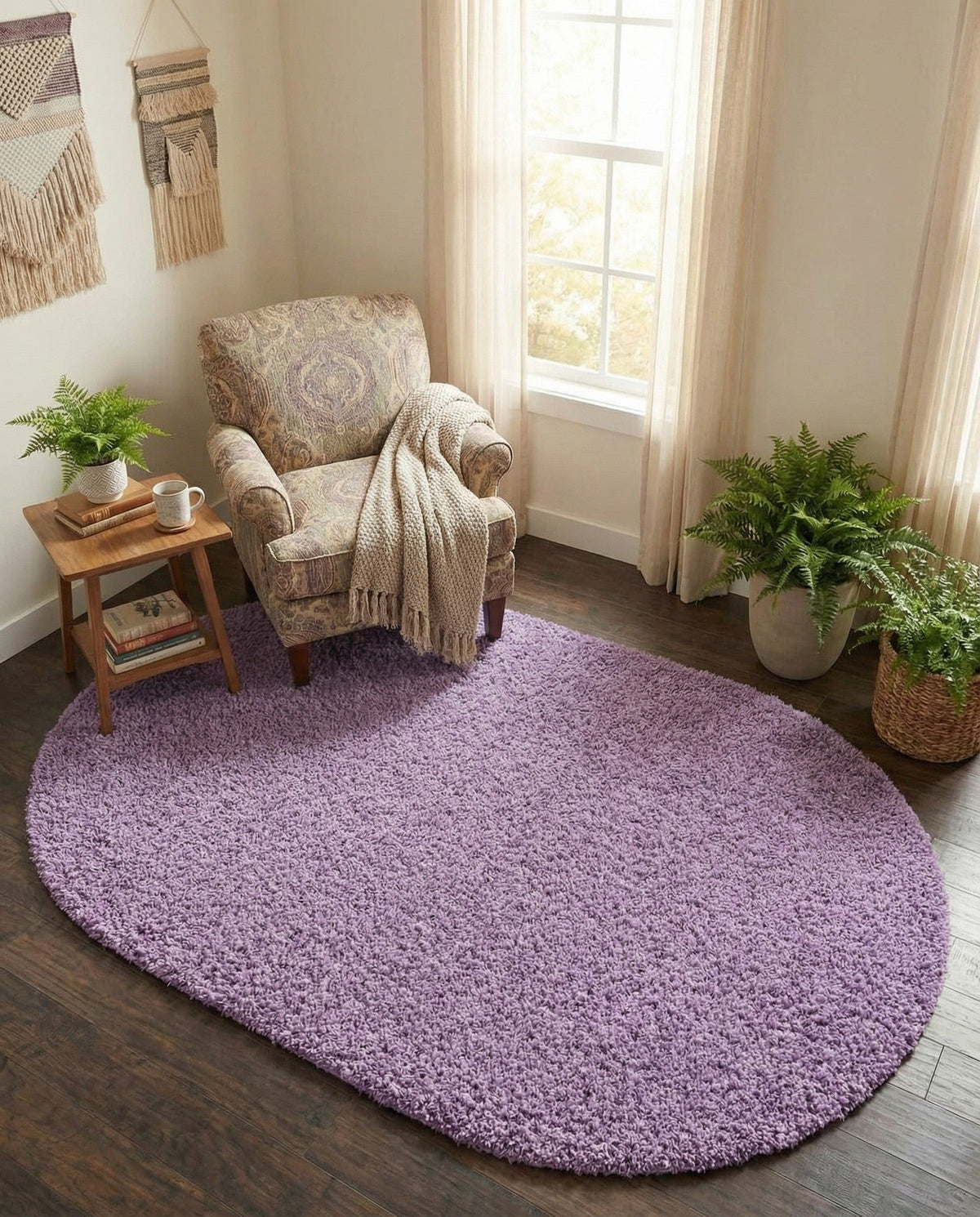 Plush Oasis Collection Area Rug - Serenity (Lilac) Oval Lilac  lifestyle 88