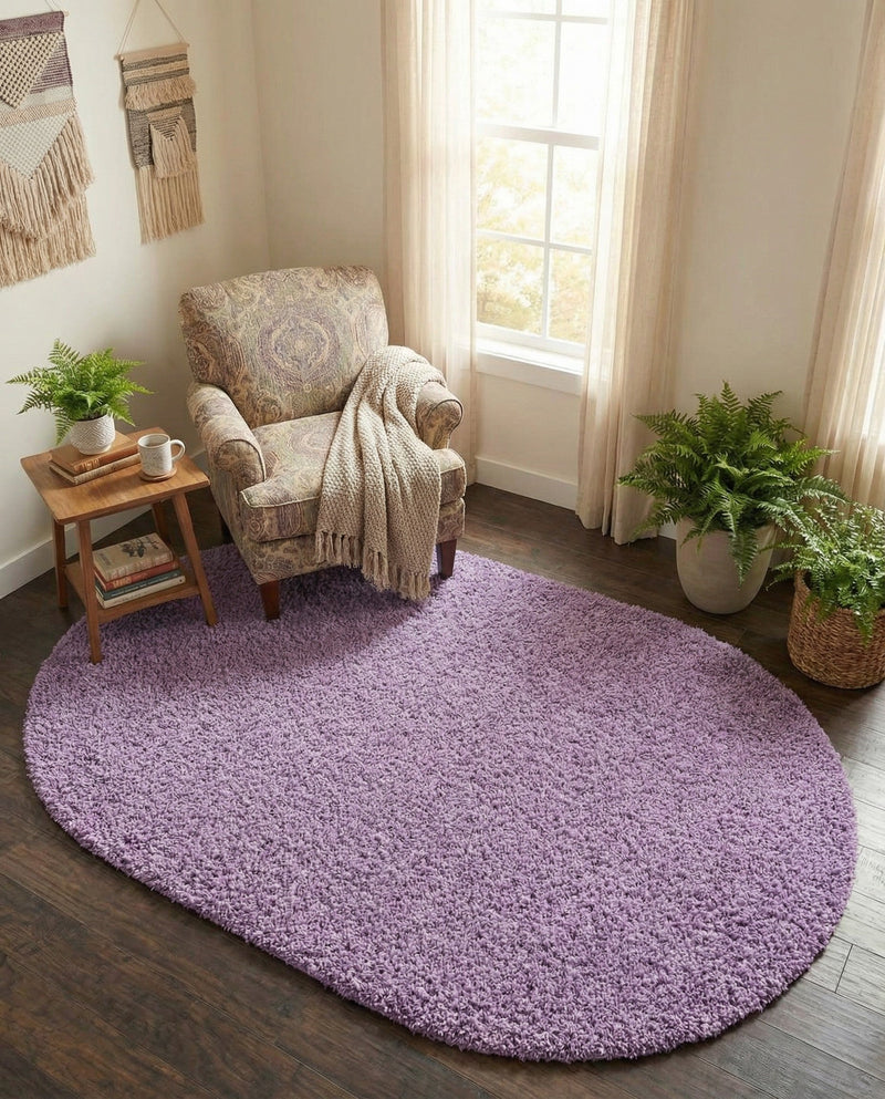 Plush Oasis Collection Area Rug - Serenity (Lilac) Oval Lilac  lifestyle 88