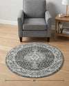 Dover Terrace Collection Area Rug - Marina (Dark Gray) Round Dark Gray  lifestyle 63