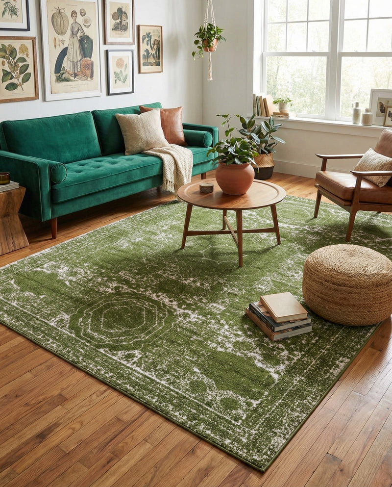 Dover Terrace Collection Area Rug -  Lagoon (Green) Rectangle Green  lifestyle 15