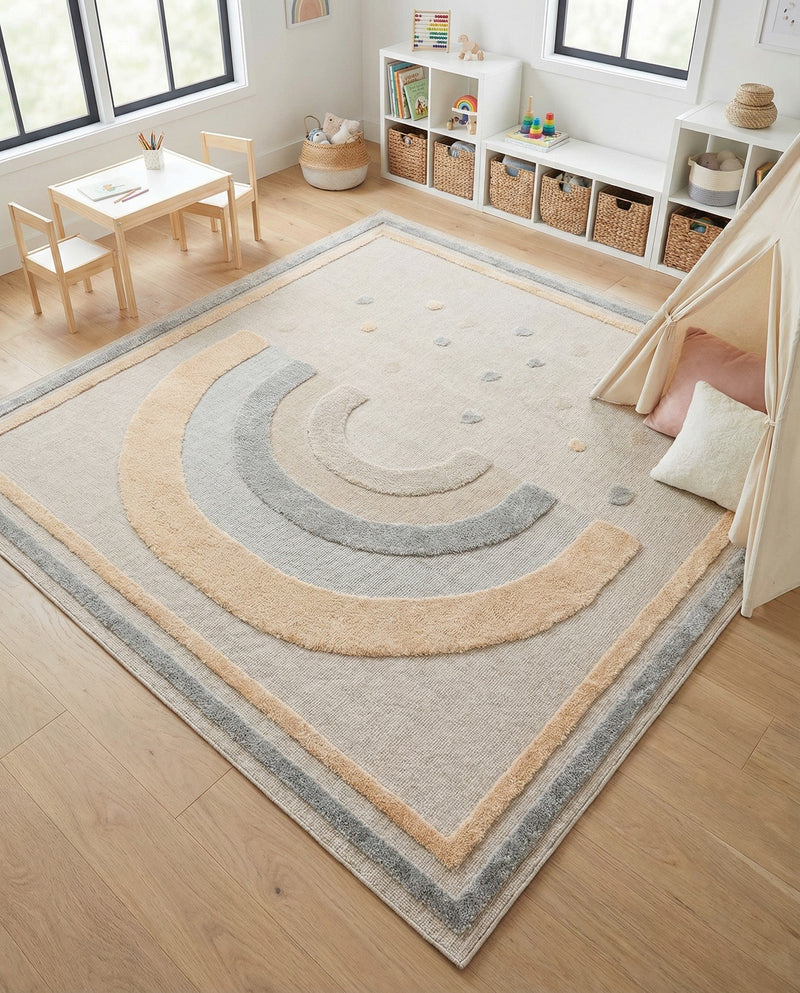 Wonder Tykes Collection Area Rug -  Frolicfield Square Multi  lifestyle 55