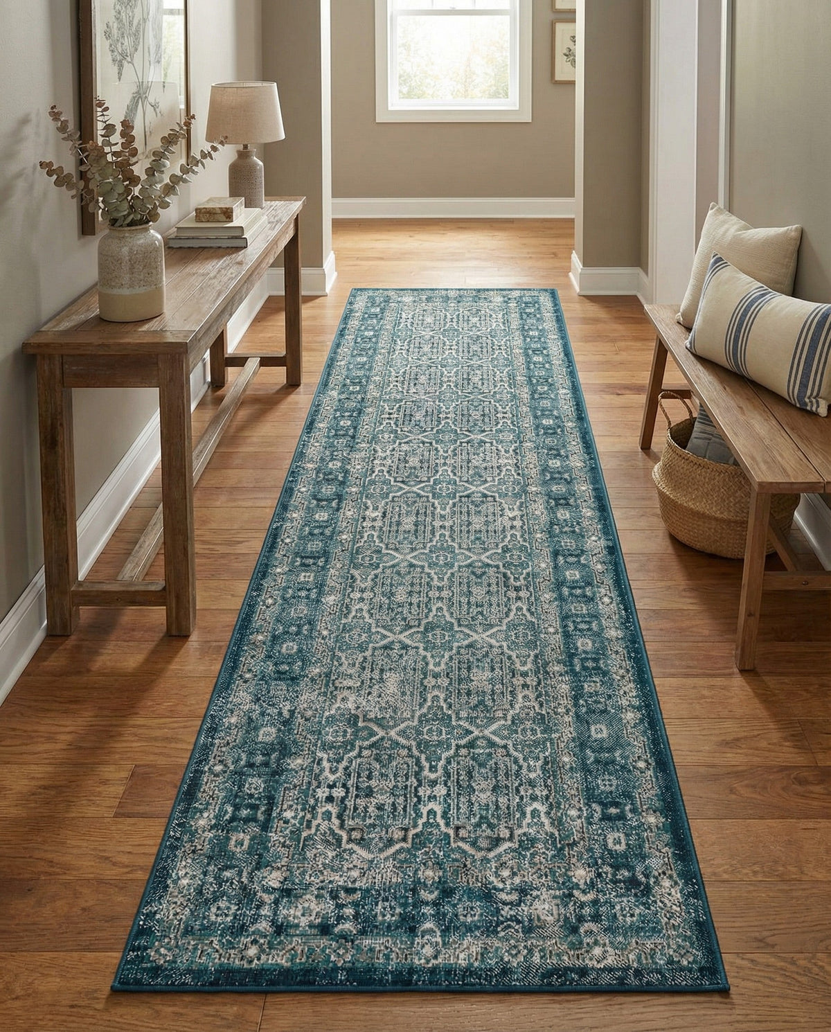 Geneva Terrace Collection Area Rug -  Nyon Runner Blue  lifestyle 104