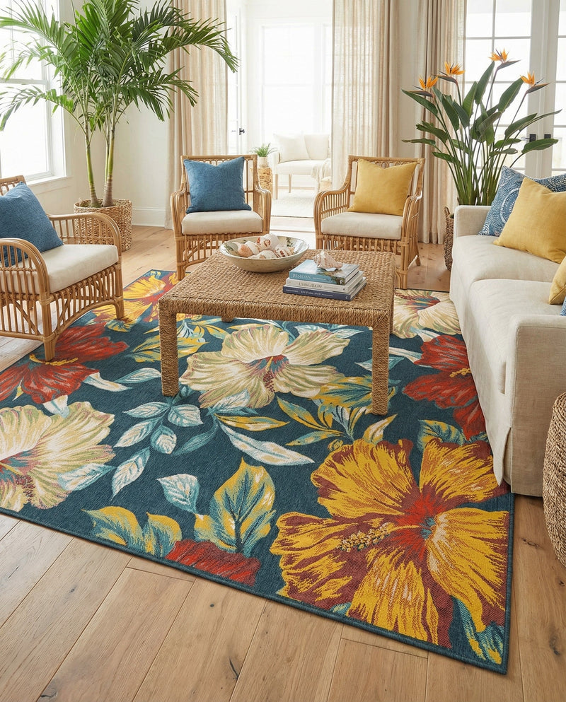Seaside Haven Rugs Collection Area Rug -  Nautical Square Multi  lifestyle 92