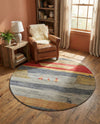 Zagros Oasis Collection Area Rug -  Lordegan Round Blue  lifestyle 42
