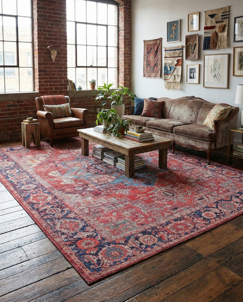 Zahara Oasis Collection Area Rug -  Essaouira Rectangle Rust Red  lifestyle 5