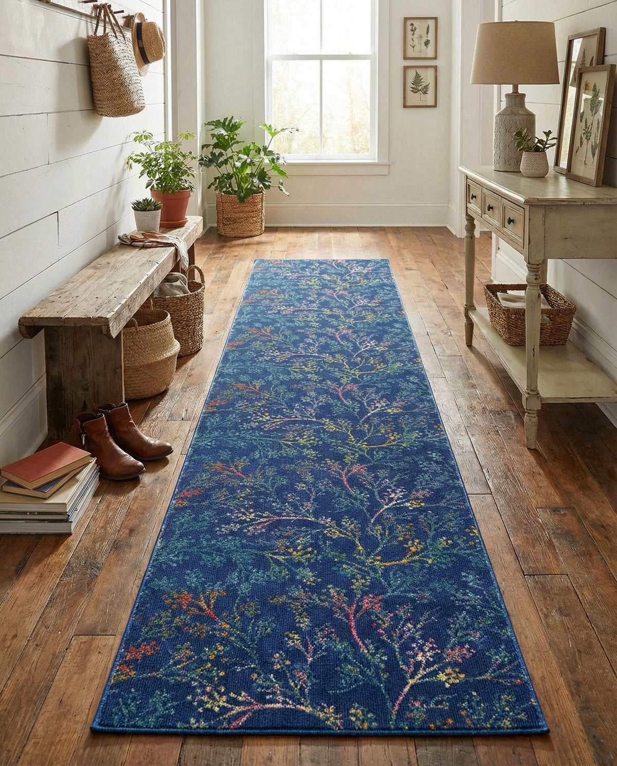 Meadow Breeze Collection Area Rug -  Sunbeam Runner Blue  lifestyle 169