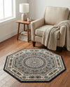 Persian Elegance Collection Area Rug -  Hamedan (Navy Blue) Octagon Navy Blue  lifestyle 91