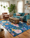 Meadow Breeze Collection Area Rug -  Petal Rectangle Blue  lifestyle 46