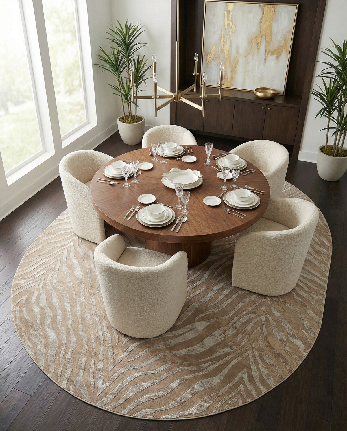 Bloomsbury Elegance Collection Area Rug -  Chelsea Oval Ivory Beige  lifestyle 185