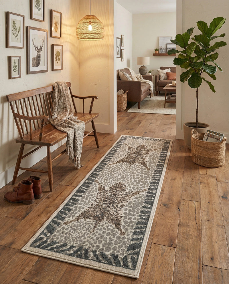 Savannah Sojourn Collection Area Rug -  Masai Runner Gray and Ivory  lifestyle 62
