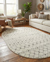 Mediterranean Lattice Collection Area Rug - Santorini (Ivory and Gray) Oval Ivory and Gray  lifestyle 27