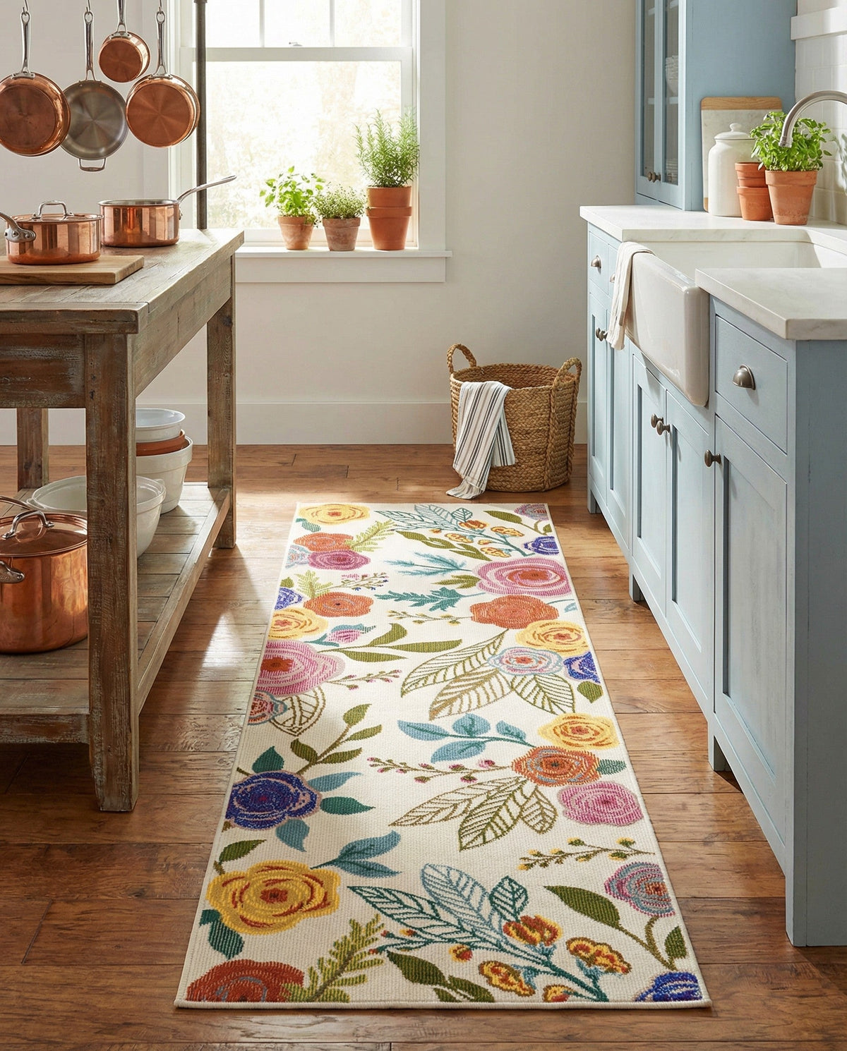 Meadow Breeze Collection Area Rug -  Petal Runner Ivory  lifestyle 152