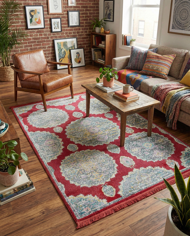 Arcadia Rugs Collection Area Rug -  Atlantis (Red) Rectangle Red  lifestyle 17