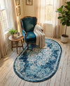 Beverly Grove Collection Area Rug - Melrose (Navy Blue) Oval Navy Blue  lifestyle 65