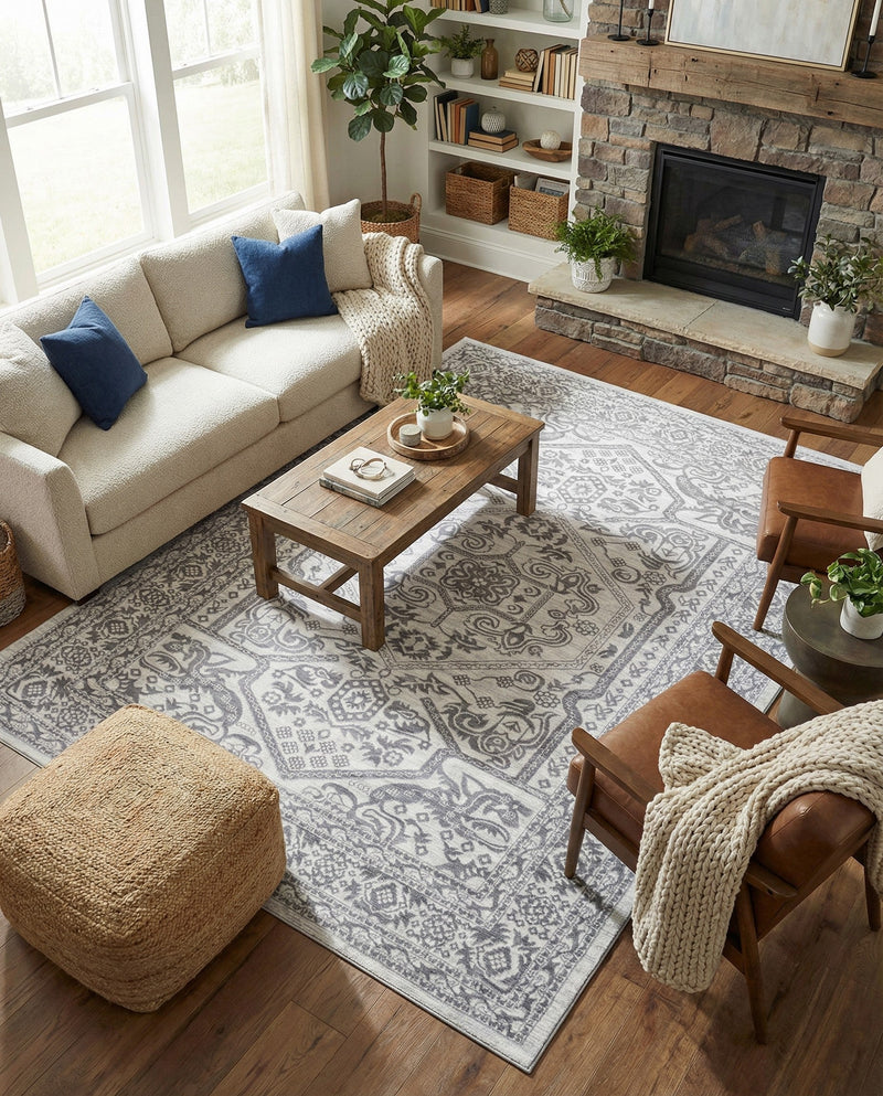 Charleston Elegance Collection Area Rug - Harborview Rectangle White  lifestyle 39