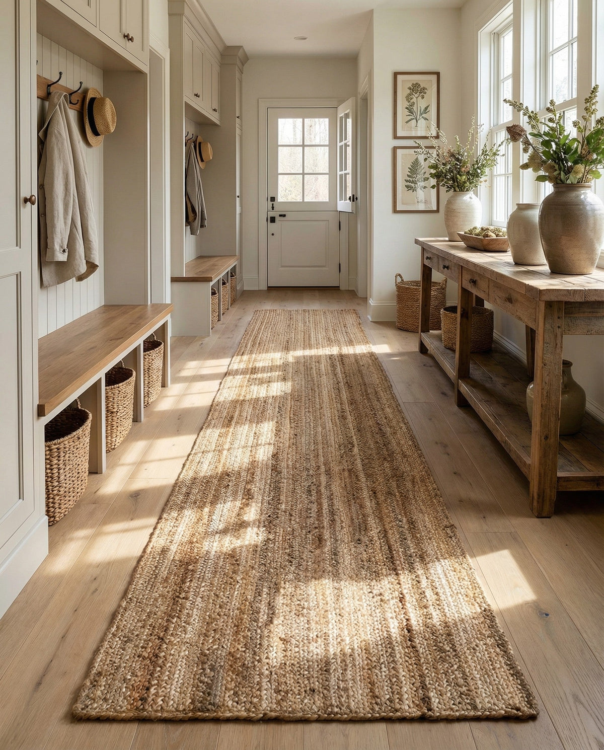 Woven Seaside Jute Collection Area Rug - Savannah (Natural) Runner Natural  lifestyle 136