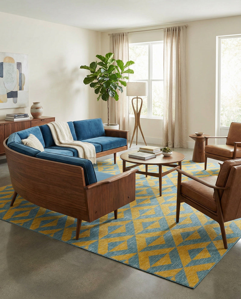 Urban Oasis Rugs Collection Area Rug -  Highrise (Yellow and Aqua) Square Yellow and Aqua  lifestyle 49
