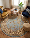 Jaipur Elegance Collection Area Rug -  Nahargarh (Light Blue) Round Light Blue  lifestyle 24