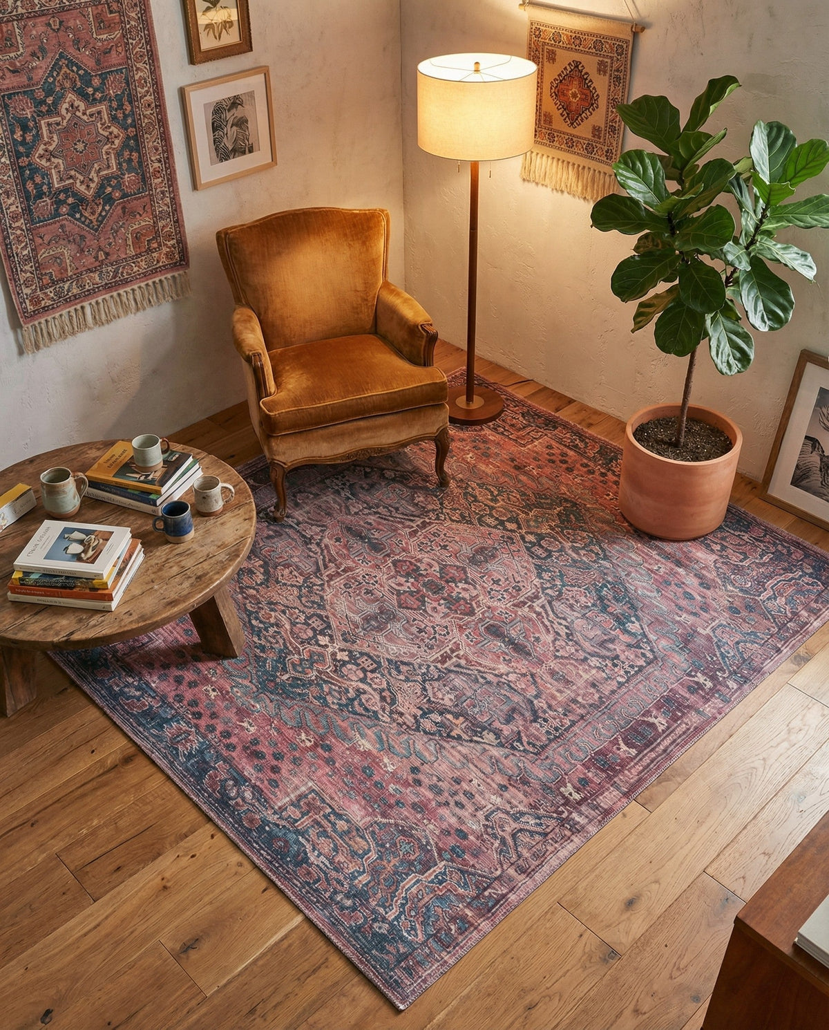 Zahara Oasis Collection Area Rug -  Agadir Square Antique Rust Red  lifestyle 86