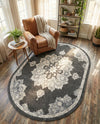 Beverly Grove Collection Area Rug - Melrose (Charcoal) Oval Charcoal  lifestyle 27