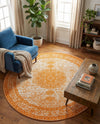 Dover Terrace Collection Area Rug - Marina (Orange) Round Orange  lifestyle 38