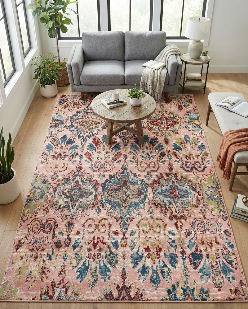 Savannah Elegance Collection Area Rug -  Forsyth Rectangle Pink  lifestyle 11