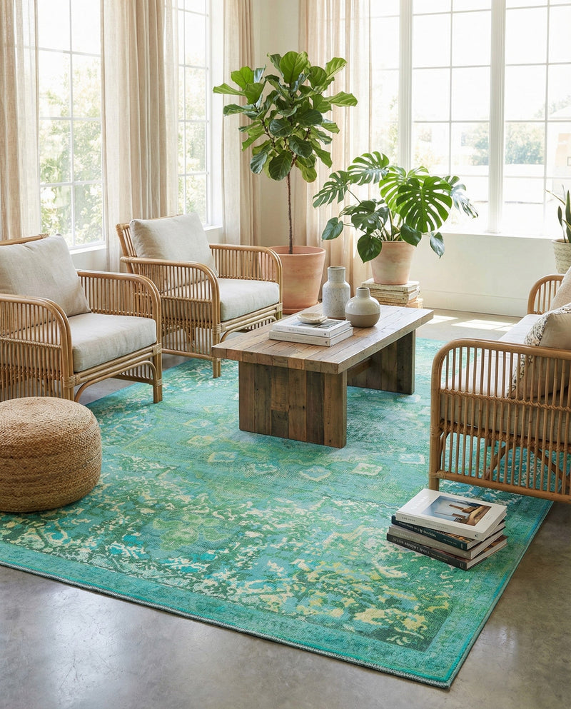 Baroque Era Collection Area Rug - Versailles (Spring Green) Rectangle Spring Green  lifestyle 11