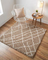 Cozy Haven Shag Collection Area Rug - Serenity (Khaki) Square Khaki  lifestyle 42