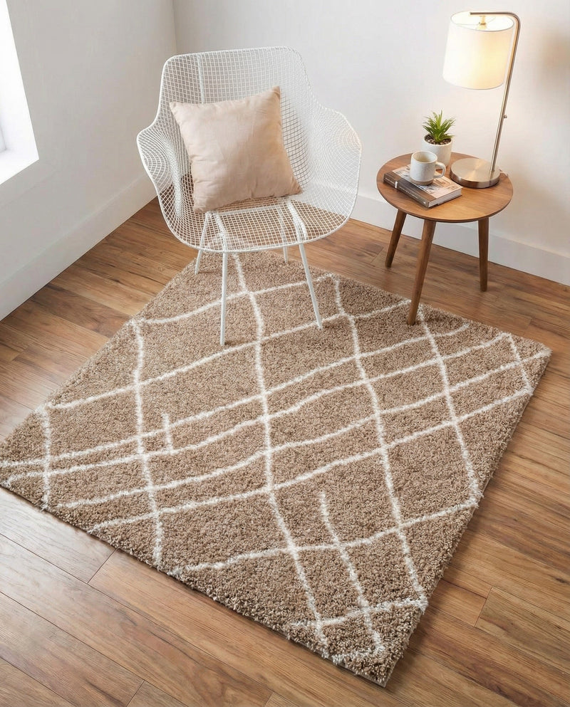 Cozy Haven Shag Collection Area Rug - Serenity (Khaki) Square Khaki  lifestyle 42