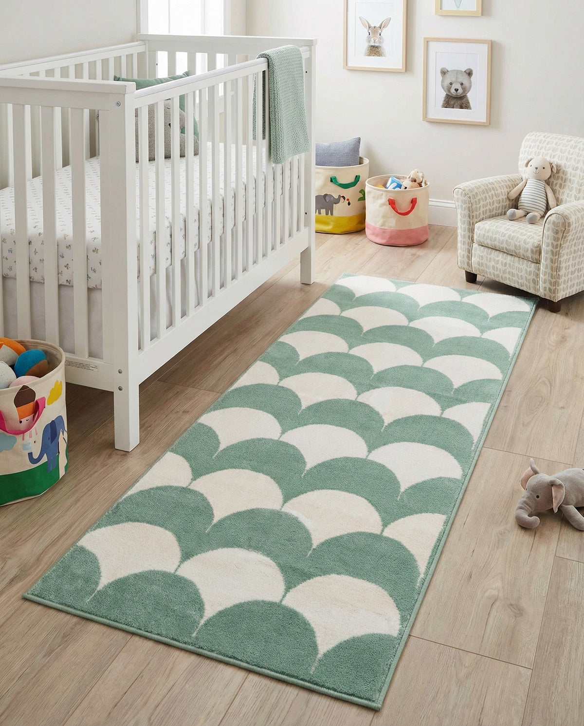 Wonder Tykes Collection Area Rug - Sparklewood Runner Soft Green  lifestyle 135