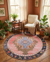 Heritage Elegance Collection Area Rug -  Winterthur (Pink) Round Pink  lifestyle 28